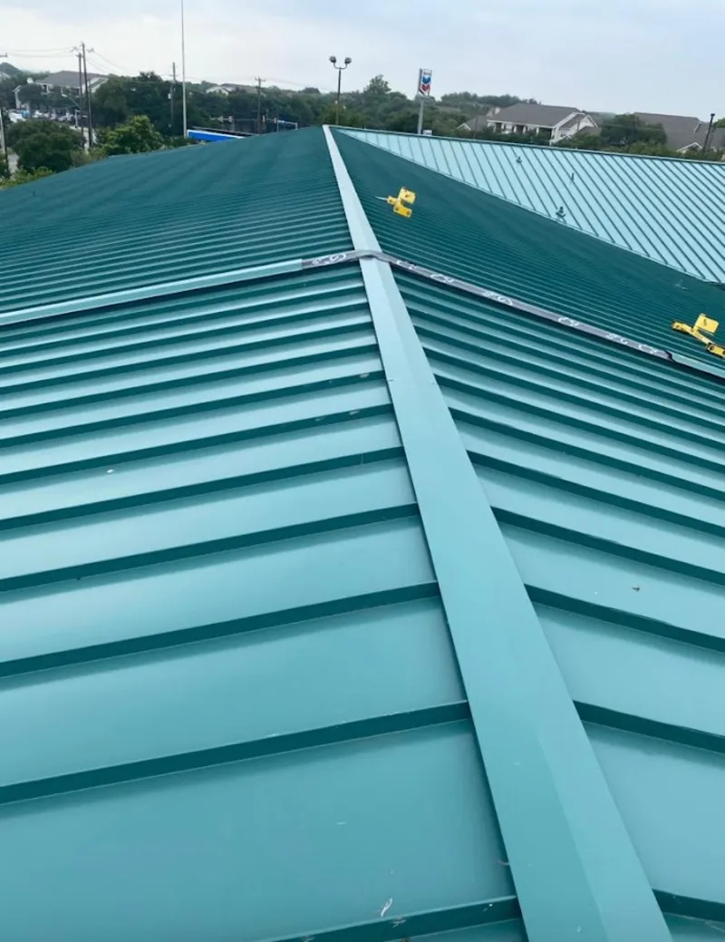 Green commercial metal roof ridge and valley for Metal Roof Repair in Peachtree City